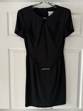 Scarlett Black Mini Sheath Dress with Subtle Belt Accent